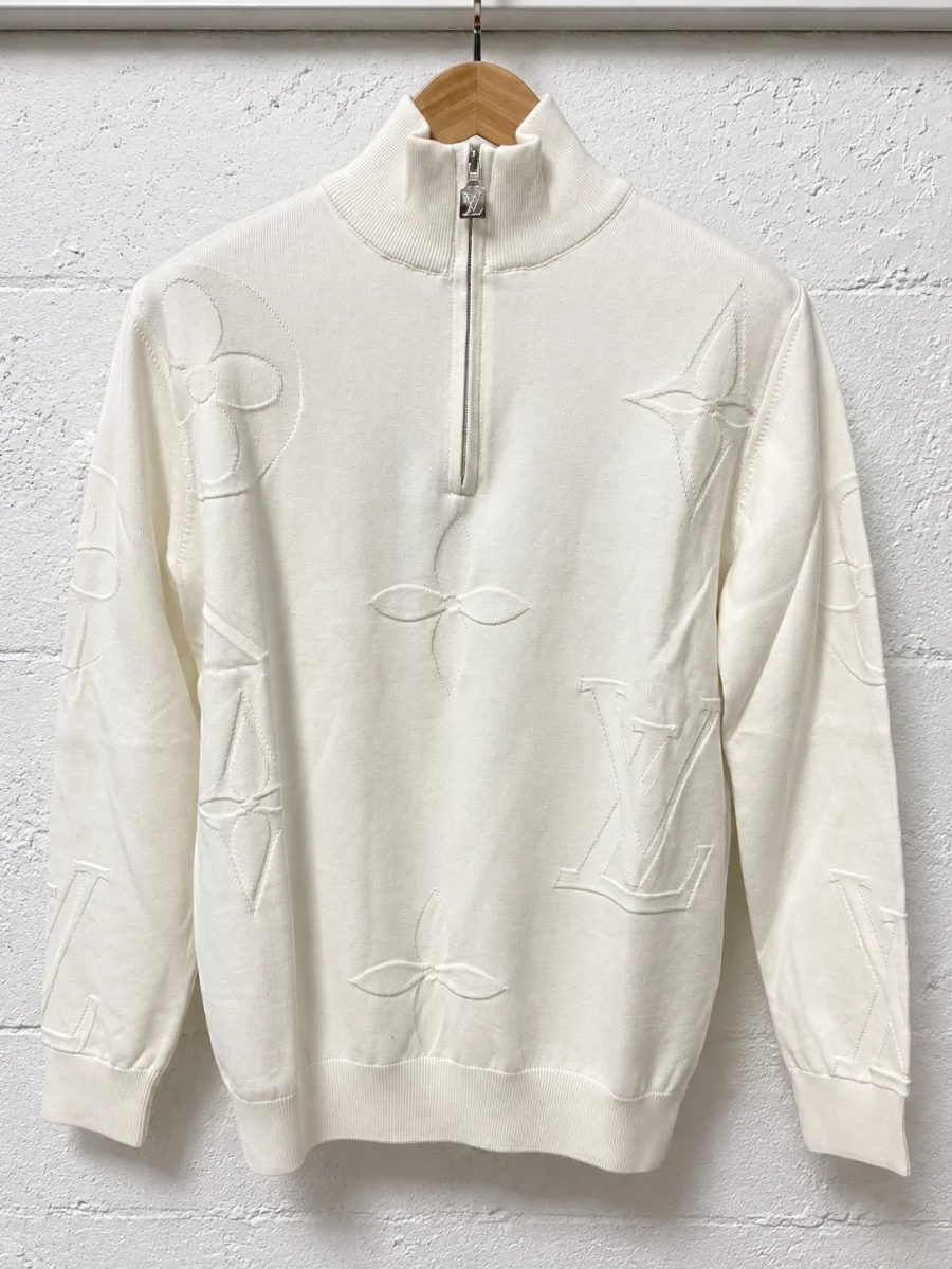 Louis Vuitton Half-Zip Knit Sweater White | 