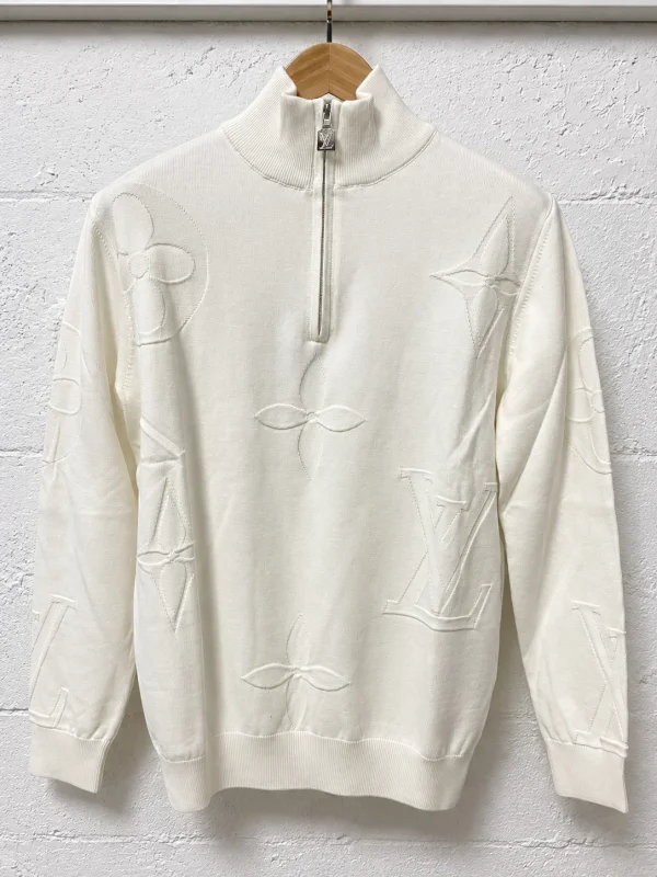 Louis Vuitton Half-Zip Knit Sweater White | 