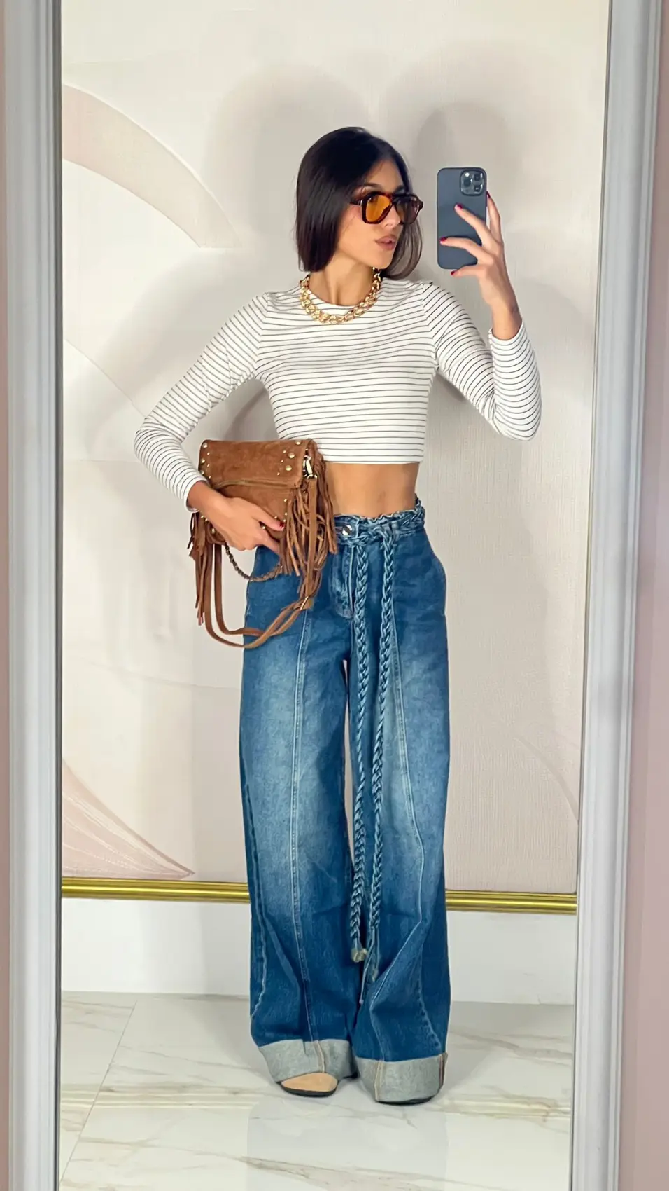 Jeans Wide Leg con Cintura Intrecciata | ELIS MODA