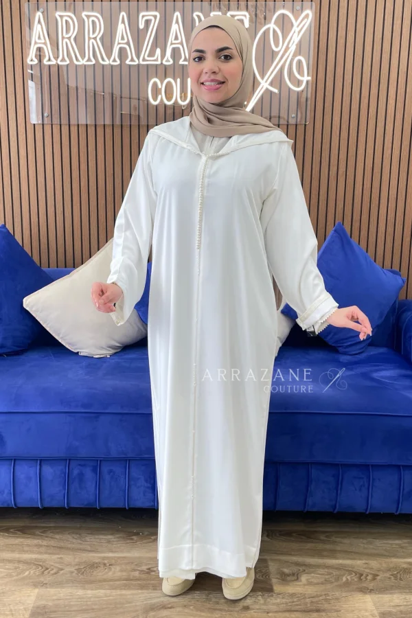 Djellaba Crêpe Berchmen Blanc | CasaZaz