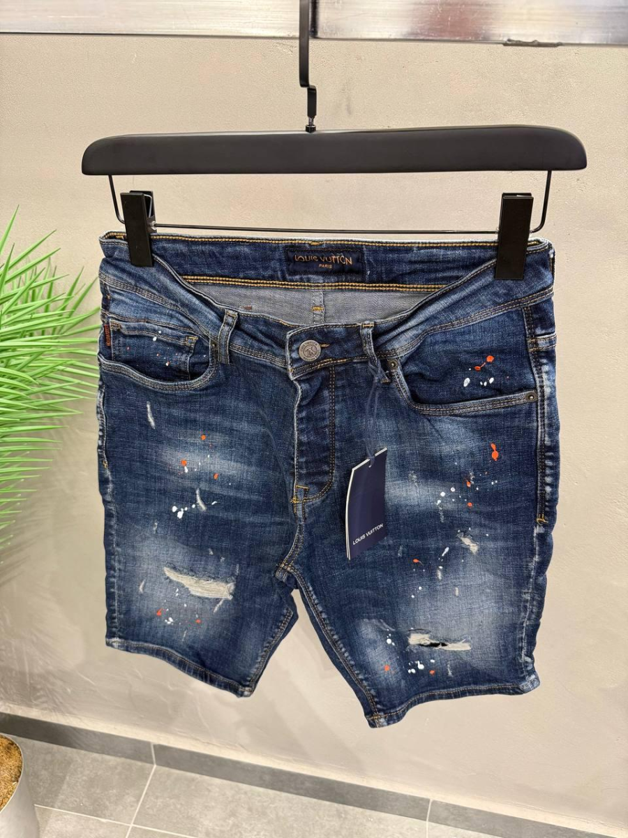 Louis Vuitton Denim Short Blue LV Gold | MASSIMOLUXURYOUTLET