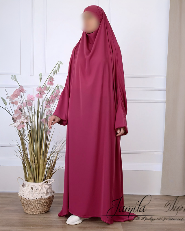 JILBAB 1 PIÈCE BORDEAUX - JAMILA  | AMCOSMETIK