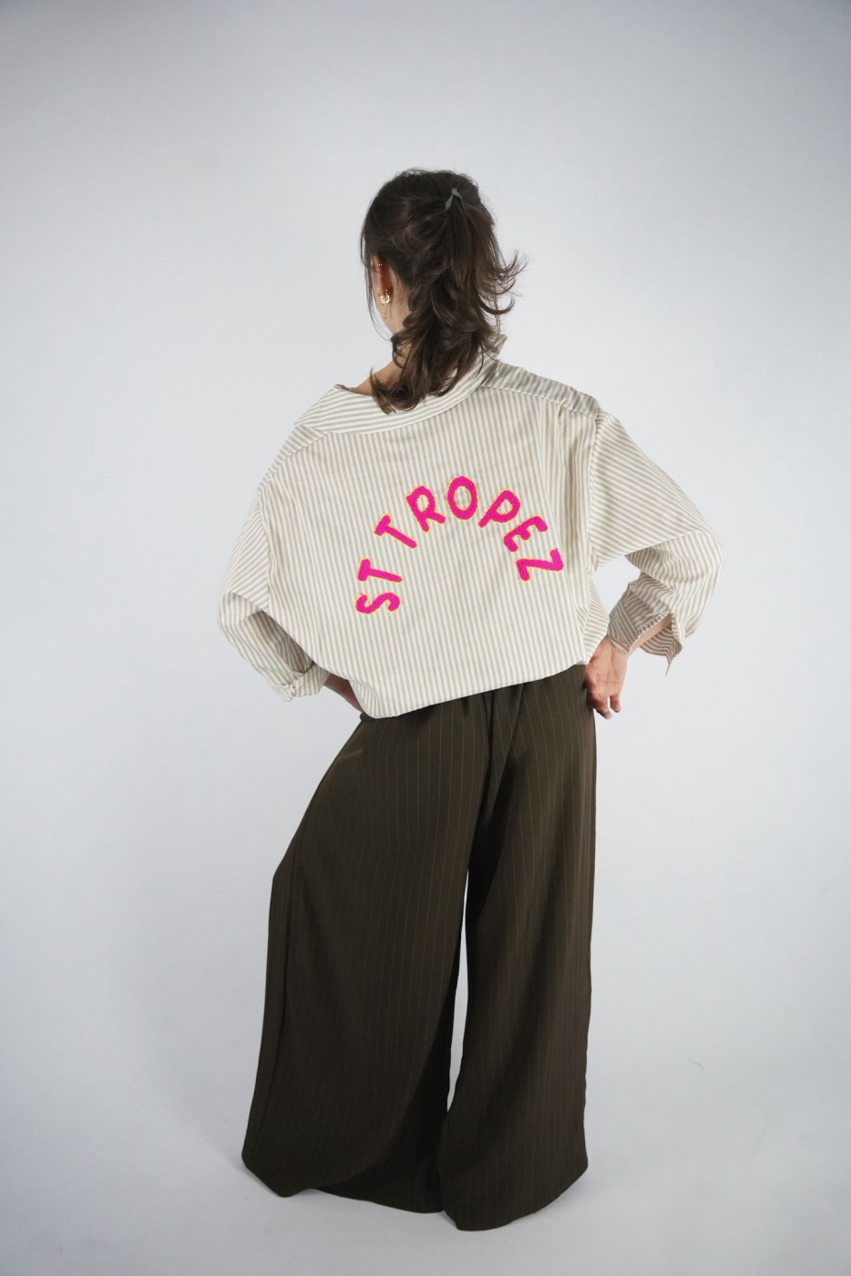 Saint-Tropez Embroidered Striped Cotton Blouse | Salsa Color