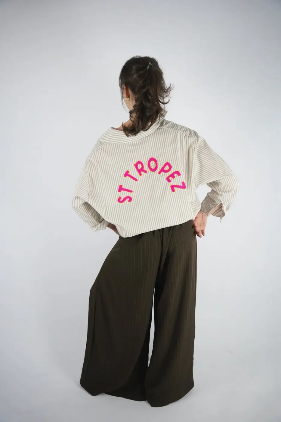 Saint-Tropez Embroidered Striped Cotton Blouse | Salsa Color