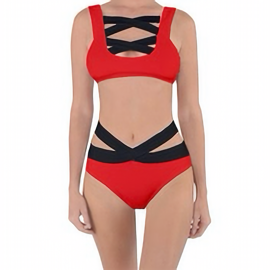 MODEL DOLL BANDAGE BIKINI SET, RED & BLACK | 💖 𝕄𝕠𝕕𝕖𝕝 𝔻𝕠𝕝𝕝 💖