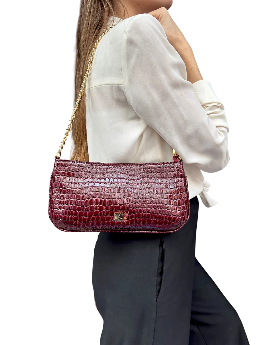 Jase Croco Verni Bordeaux  | Sac'ré
